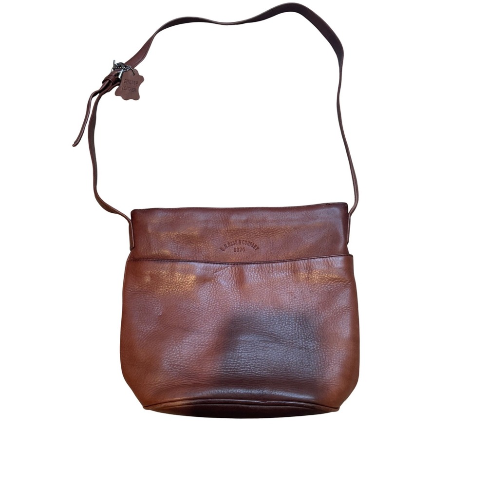 G.H. Bass & Company Brown Genuine Leather Crossbody‎ Bag Adjustable Strap y2k